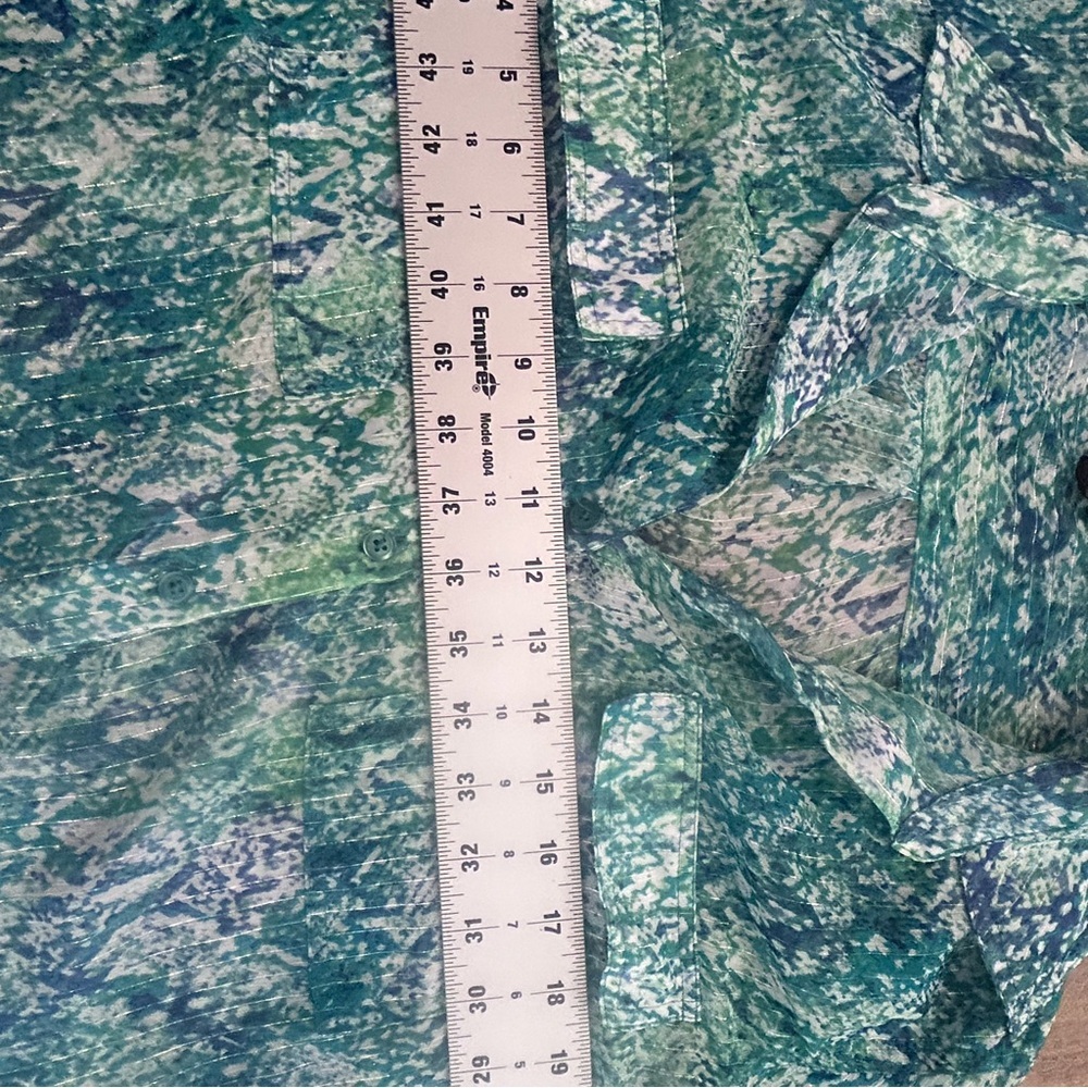 Dana Buchman Teal and White Button Down Shirt - Picture 8 of 9